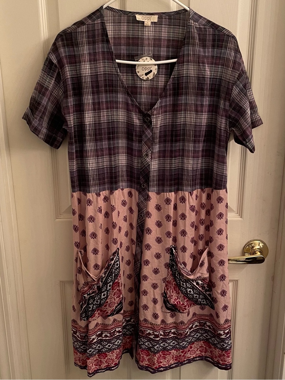 ODDY Women’s 100% Cotton Babydoll Dress. W/pockets! Comfy! NWT. Sz small.